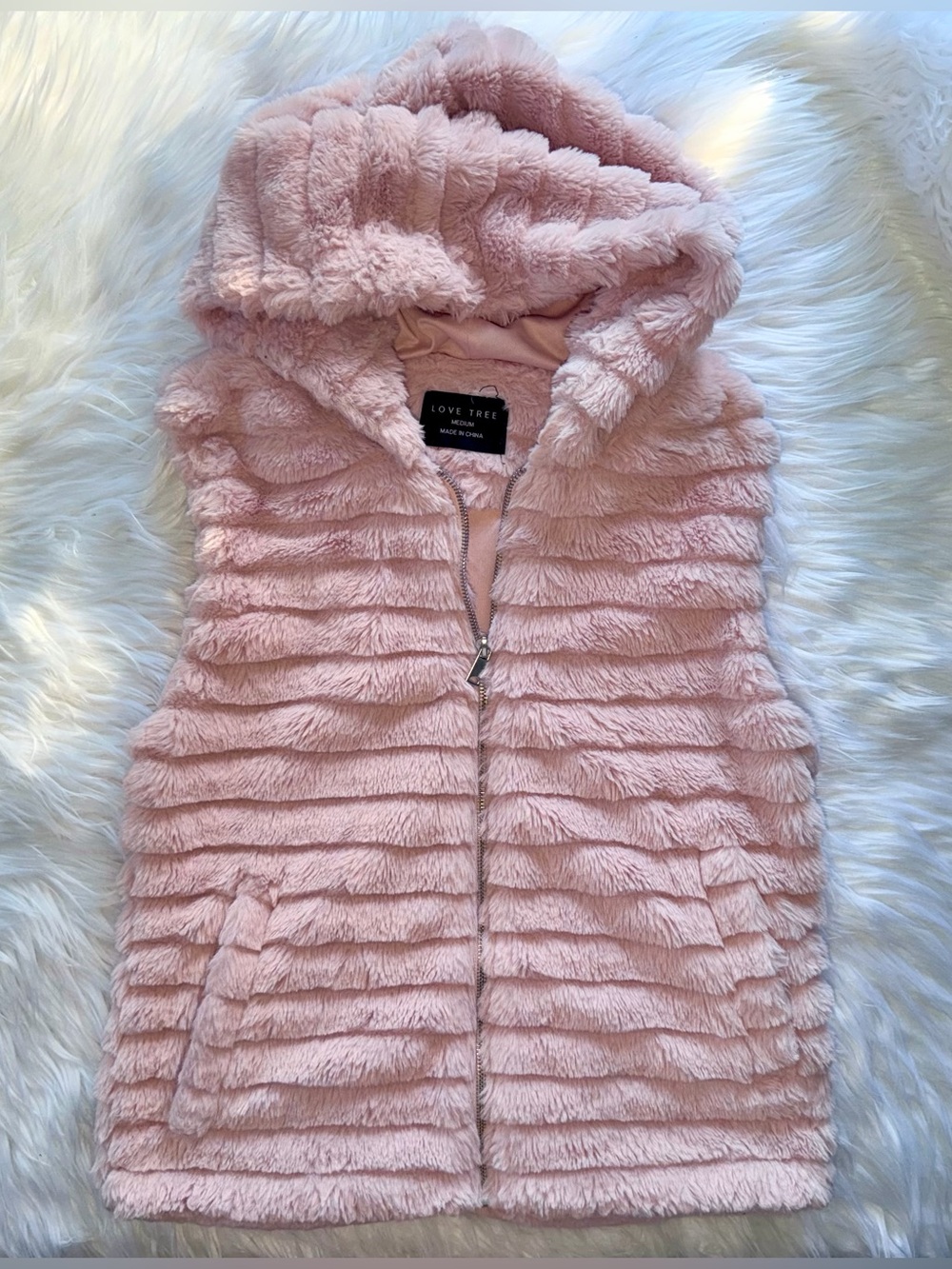 Pink Furry Hooded Vest